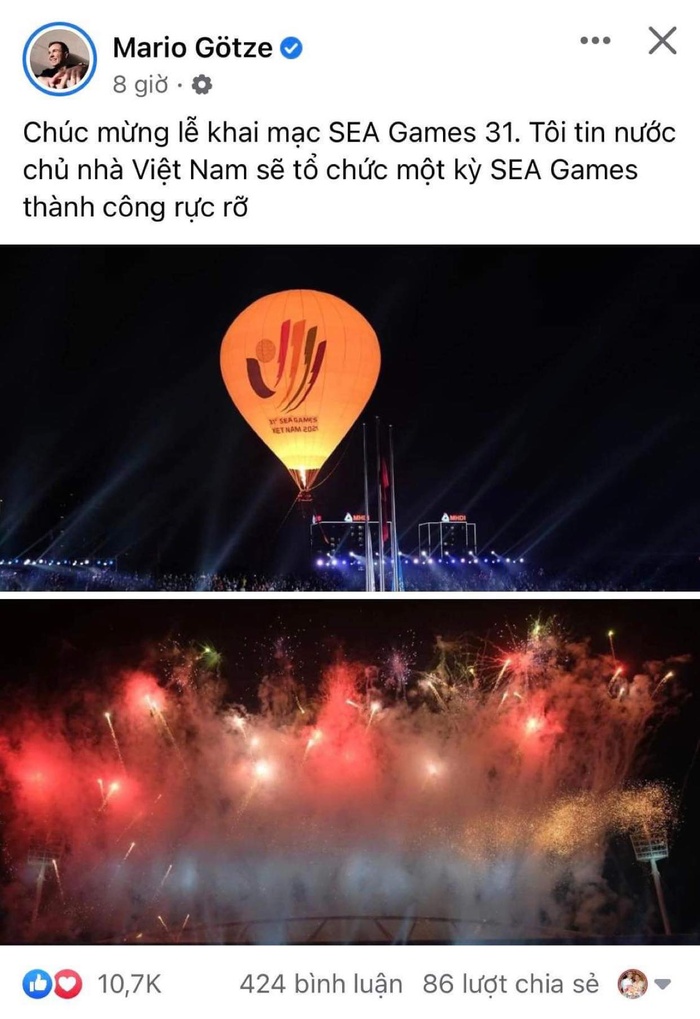 Ngôi sao World Cup gửi lời chúc mừng đến Việt Nam tổ chức SEA Games 31 thành công