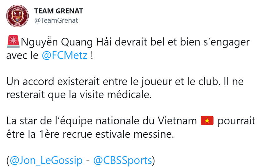 CĐV Metz lo lắng cho cầu thủ đội nhà trước thông tin Quang Hải sang Pháp 1