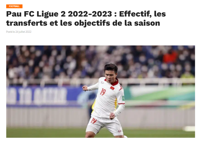 Quang Hải được báo Pháp chấm là bản hợp đồng chất lượng nhất của Pau FC
