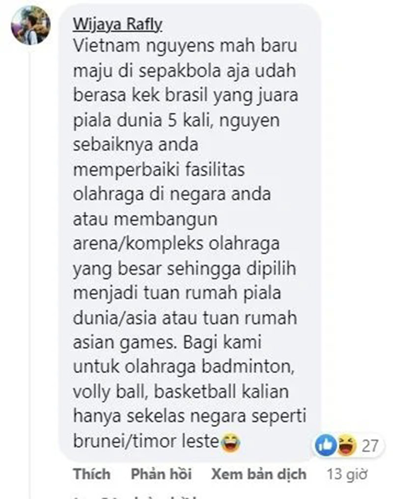 Thắng 9-0, CĐV Indonesia "tranh thủ" mỉa mai Việt Nam