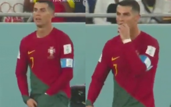 Ronaldo móc đồ ăn từ quần lót ở trận đấu với Ghana